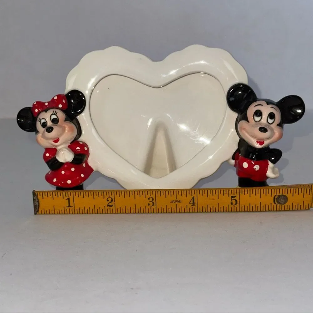 vintage Disney Mickey and Minnie Mouse ceramic heart-shaped picture frame